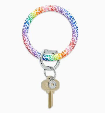 Silicone Big O Key Ring- Rainbow Cheetah