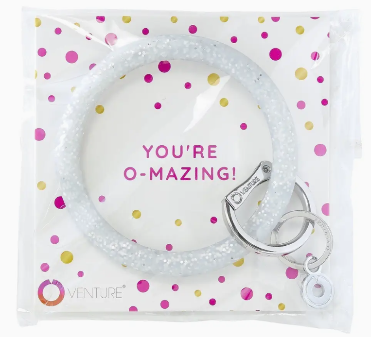 Packaged Silicone Big O Key Ring- Quicksilver Confetti
