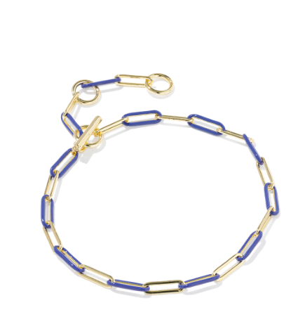 Courtney Enamel Link &amp; Chain Bracelet Gold Blue Enamel