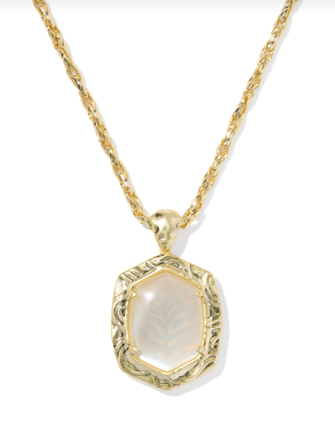 Tiger Striped Daphne SM Pendant Necklace Gold Natural MOP