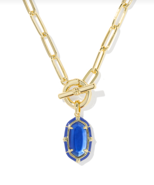 Elisa Enamel Link &amp; Chain Necklace Gold Cobalt Illusion