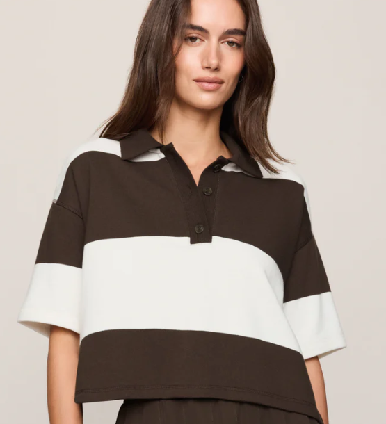 Mariner Polo Top- Dark Chocolate