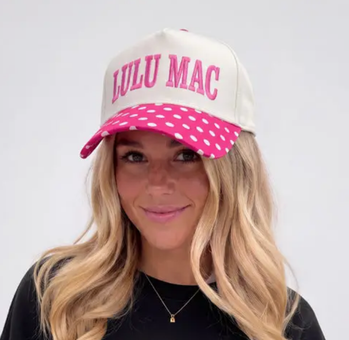 Lulu Mac Cap- Pink/White Dot