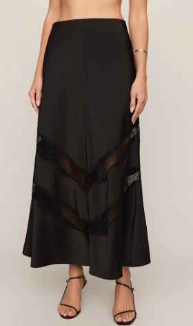 Kori Lace Midi Skirt- Black