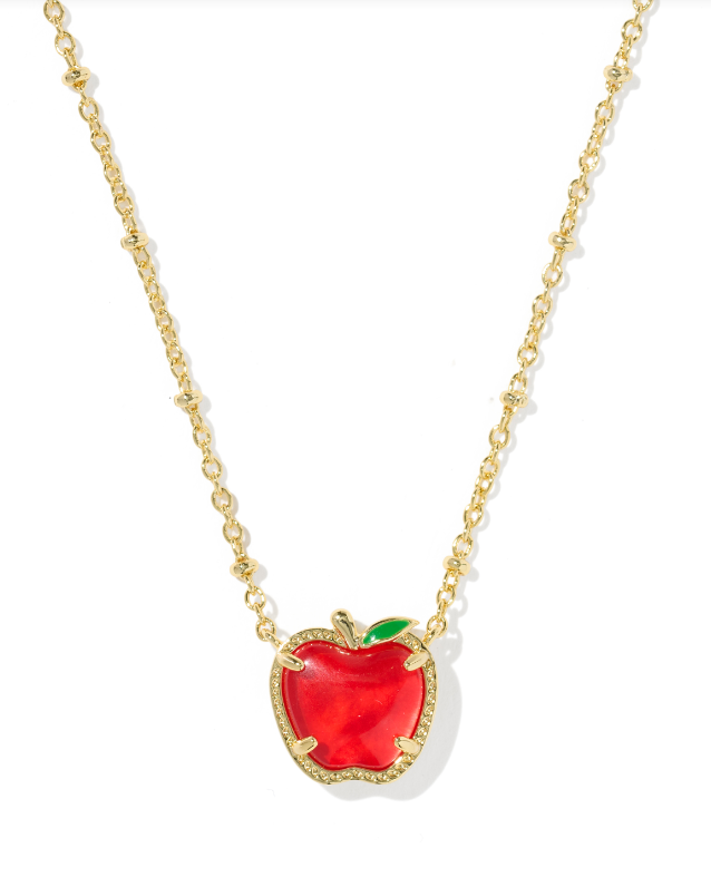 Apple Short Pendant Necklace- Gold Red Illusion