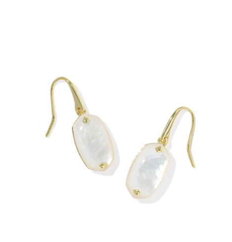 Lee Riveted Drop Earrings Gold Ivory MOP