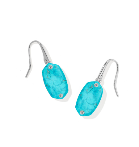 Lee Riveted Drop Earrings Rhodium Variegated Turq.