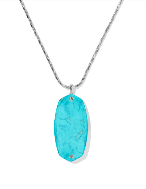 Danielle Riveted Long Pendant Rhodium Variegated Turq.