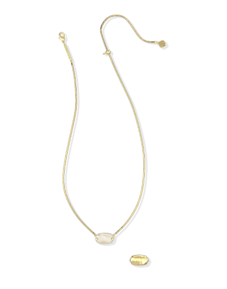 Elisa Riveted Pendant Necklace Gold Ivory MOP