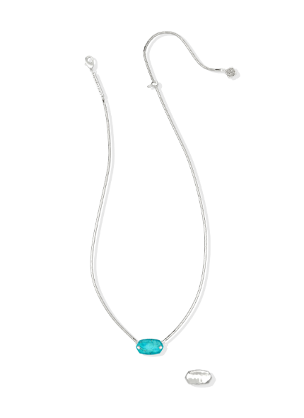 Elisa Riveted Pendant Necklace Rhodium Variegated Turq.