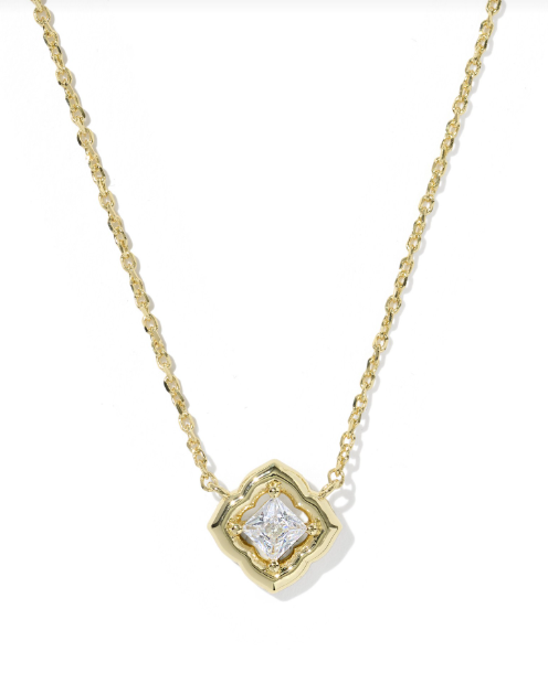 Mallory Crystal Pendant Necklace Gold Metal White CZ