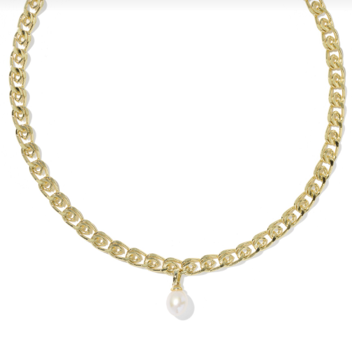 Oakland Pearl Chain Necklace Gold Freshwater Cultured