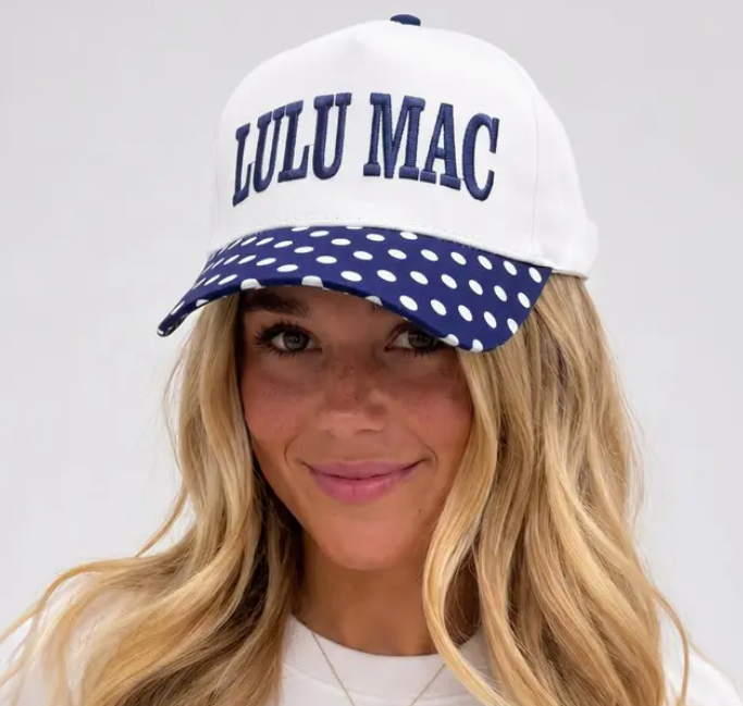 Lulu Mac Cap- Navy/White Dot