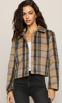 Petra Plaid Shrunken Jacket- Light Toffee