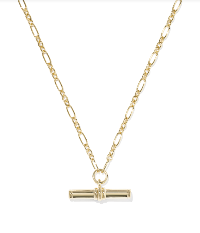 Bree Metal T Bar Pendant Necklace Gold
