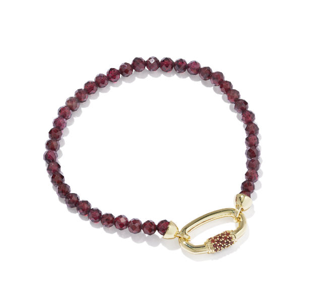 Emery Beaded Stretch Bracelet Gold Red Garnet