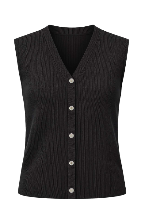 Nola V-Neck Button Up Sweater- Black