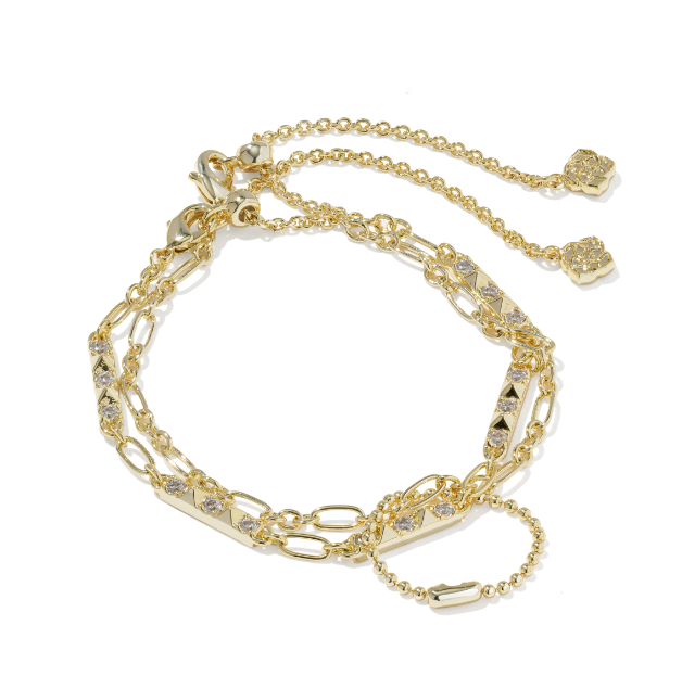 Fate Set of 2 Delicate Chain Bracelets Gold