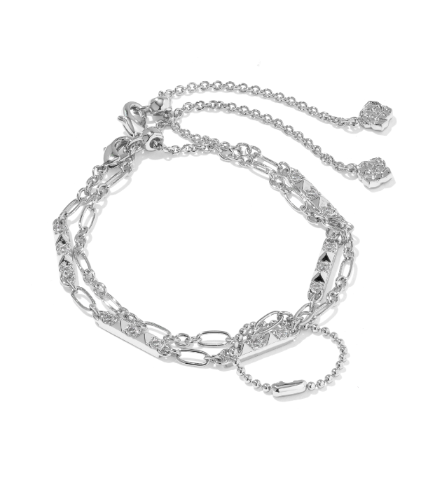 Fate Set of 2 Delicate Chain Bracelets Silver