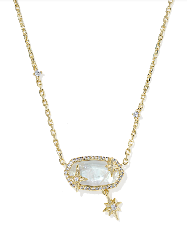 Elisa Star Short Pendant Necklace Gold Crystal Ivory Illusion