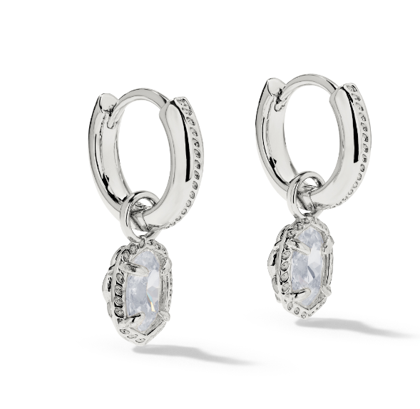 Mini Ellie Luxe Huggie Earrings Silver White CZ