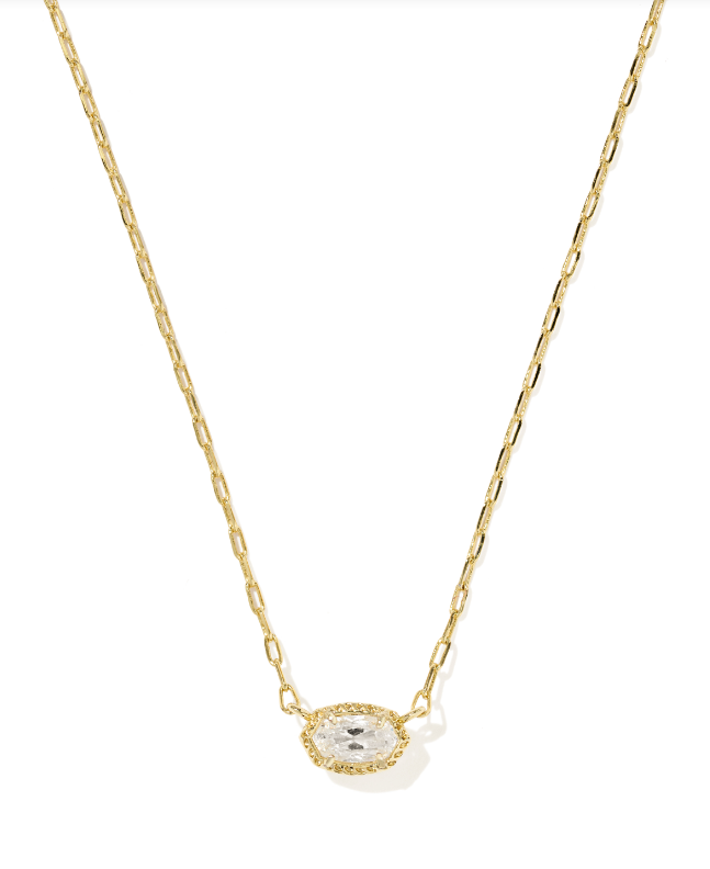 Mini Elisa Luxe Short Pendant Necklace Gold White CZ