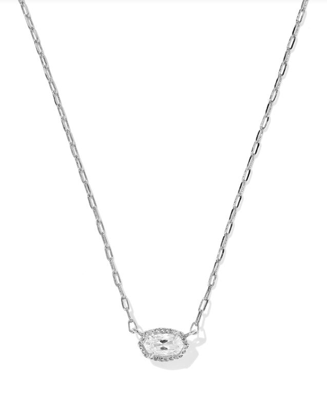 Mini Elisa Luxe Short Pendant Necklace Silver White CZ