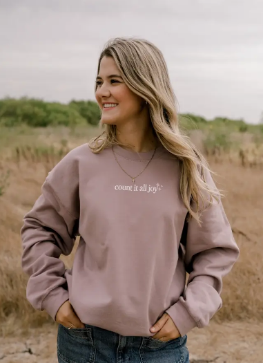 Count It All Joy Pullover- Dusty Mauve
