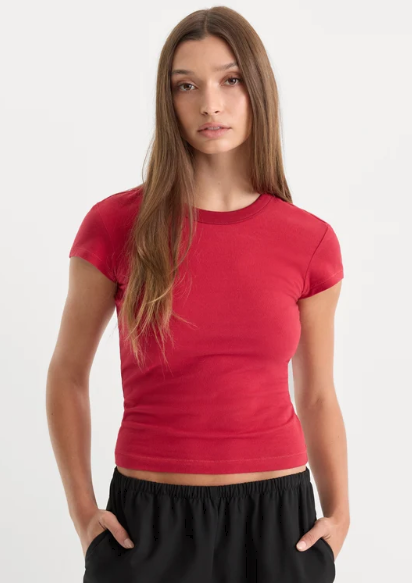 The Cap Sleeve Tee- Carmine