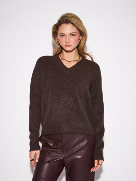 Charlie V-Neck Sweater- Chocolate