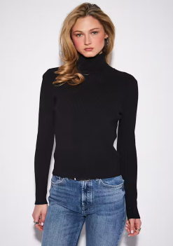 Eleanor Turtle Neck Top- Caviar