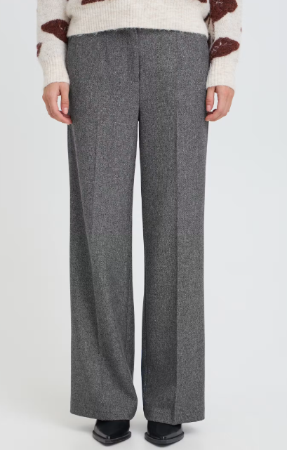 ByEtona Wide Leg Trouser- Mid Grey Melange