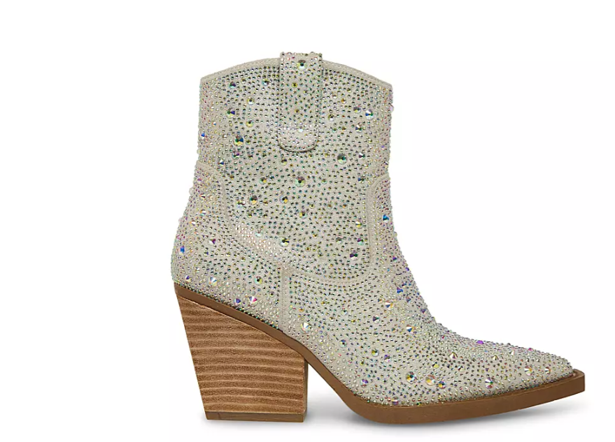 Jolene Rhinstone Bootie - Wht Multi