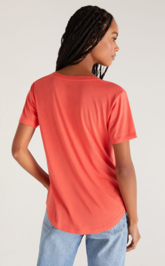 Kasey Modal V-Neck Tee- Firecracker - S