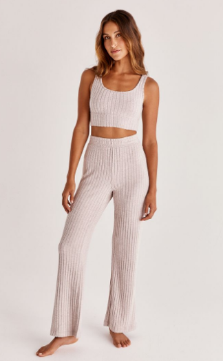 Zoe Rib Tank Bra Heather Taupe - Sm