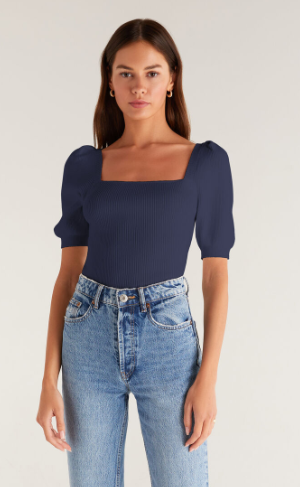 Sibyl SS Sweater Top - D. Navy