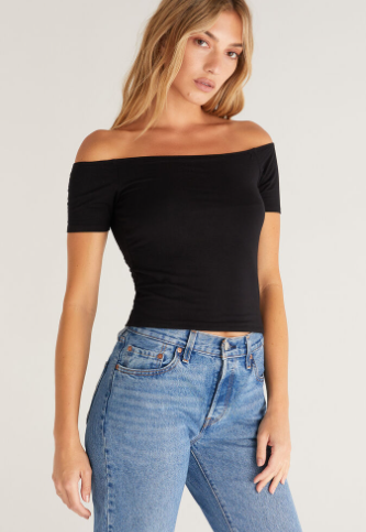 Beth Off Shoulder Top - Black