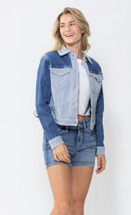 Color Block Demin Jacket - L