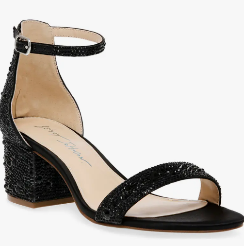 Mari Crystal Ankle Strap Heel - Blk - 9