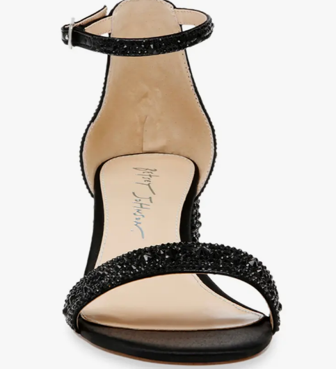 Mari Crystal Ankle Strap Heel - Blk