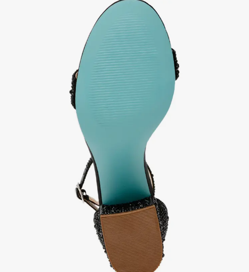 Mari Crystal Ankle Strap Heel - Blk - 6