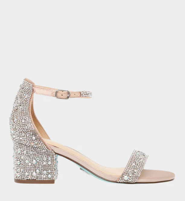 Mari Crystal Ankle Strap Heel - Champagne