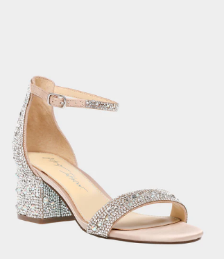 Mari Crystal Ankle Strap Heel - Champagne - 7.5