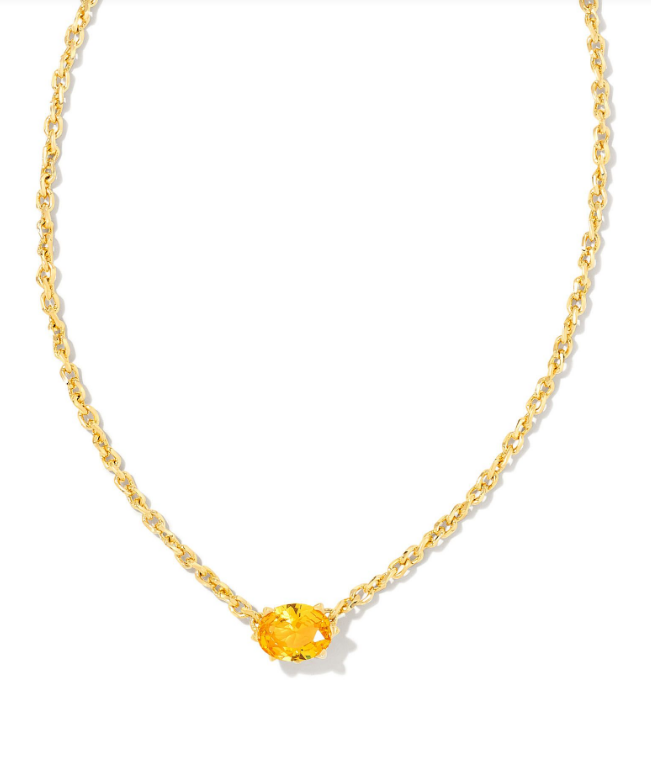 CAILIN CRYSTAL PENDANT NECKLACE GOLD GOLDEN YELLOW CRYSTAL