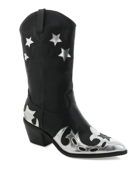 Nico Statement Metallic Boot - Blk/Sil