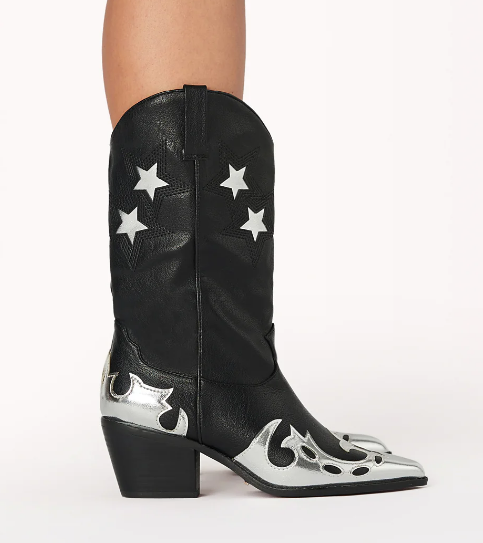 Nico Statement Metallic Boot - Blk/Sil