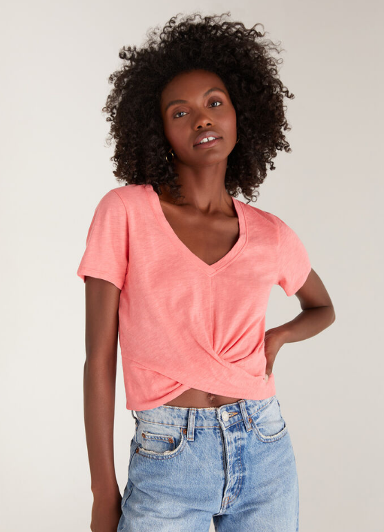 Twist of Fate Slub Top - Papaya Glow - Lg