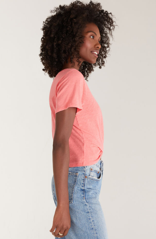 Twist of Fate Slub Top - Papaya Glow