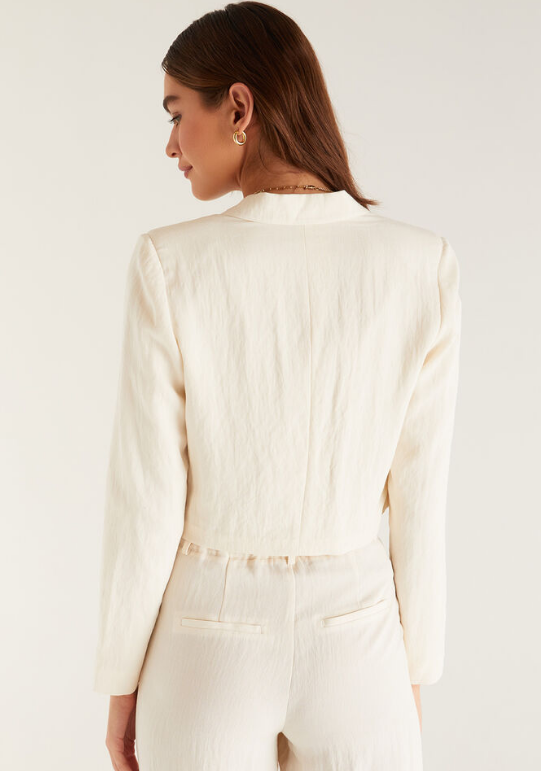 Dana Airy Cropped Blazer - Adobe White