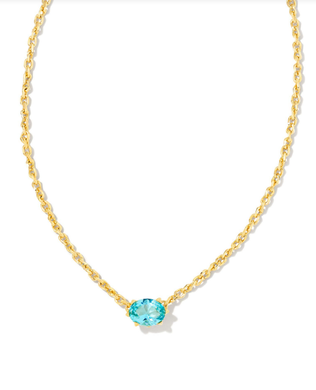 CAILIN CRYSTAL PENDANT NECKLACE GOLD AQUA CRYSTAL